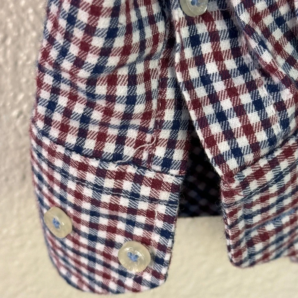 Tailorbyrd Maroon/Blue checkered button down shirt XL - Picture 7 of 7